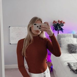 orange-reddish turtle neck sweater!